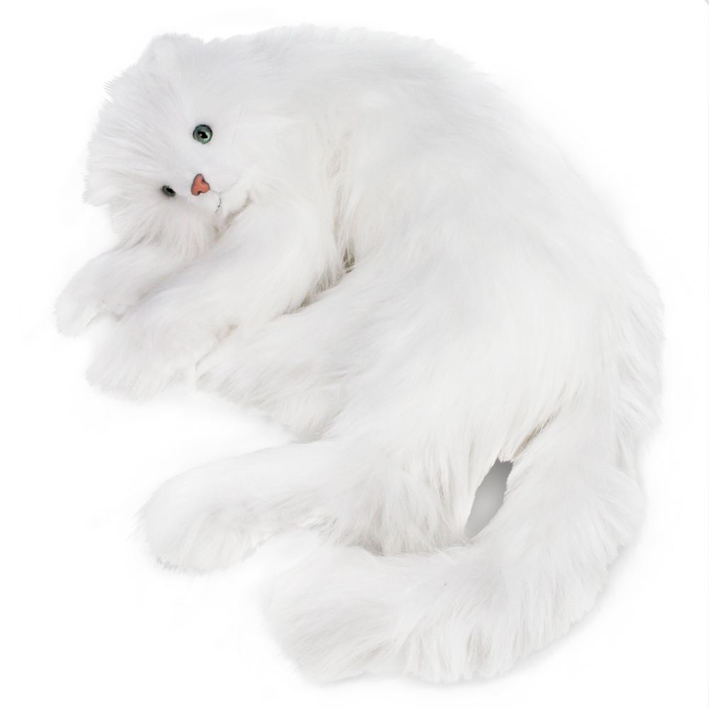 Plüsch-Katze lebensecht weiß