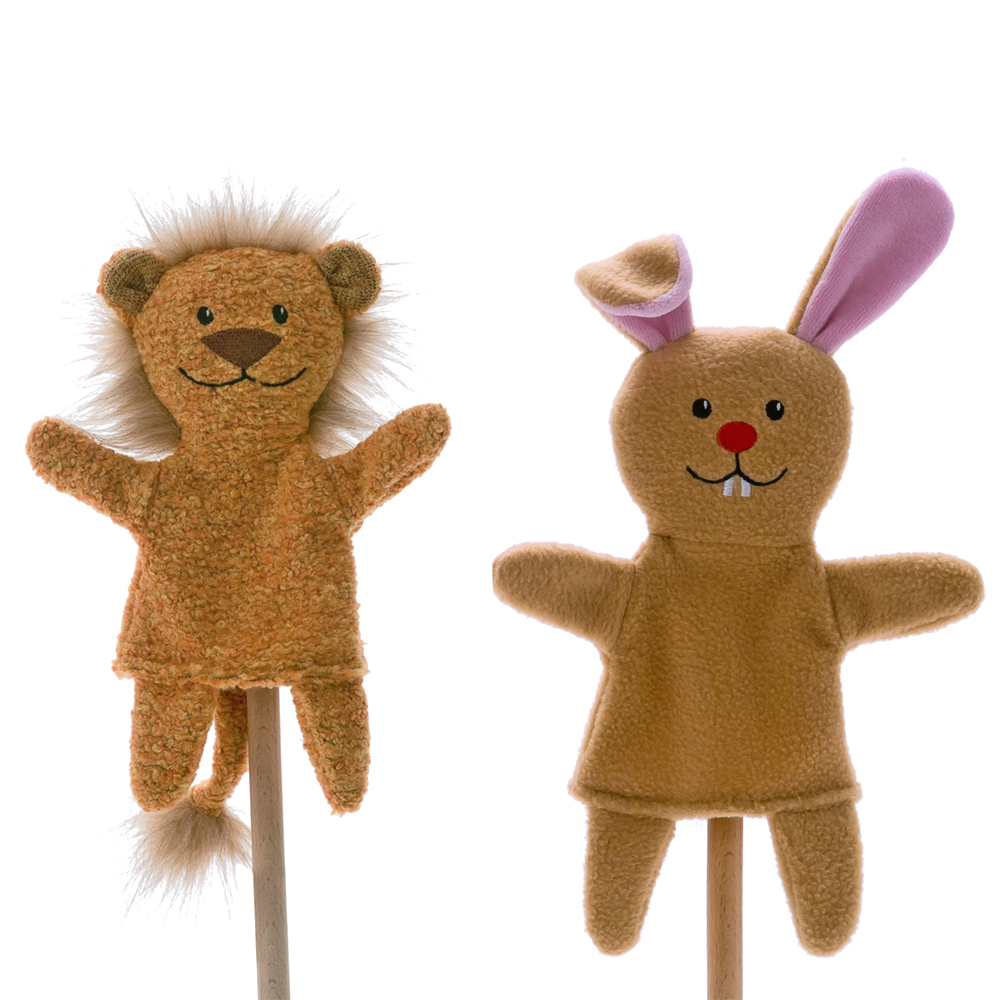 Handpuppen-Set Löwe & Hase